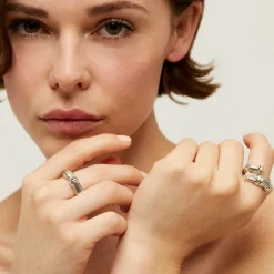 Bague Bambou strass argentée