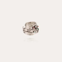 Bague Compression cabochons grand modèle argentée
