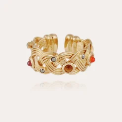 Bague Césaria jonc cabochons dorée