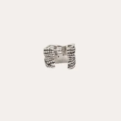 Bague Liane manchette argentée