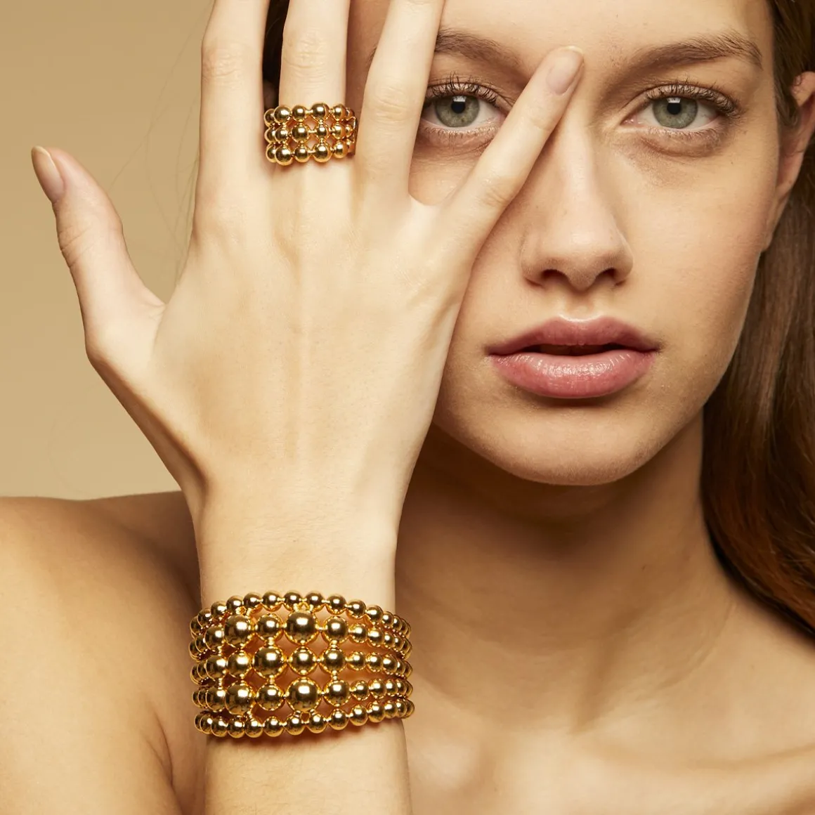 Bague Multiperla dorée