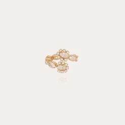 Bague Riviera Fleur Liane dorée - Zircone