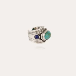 Bague Simone argentée - Turquoise & Lapis