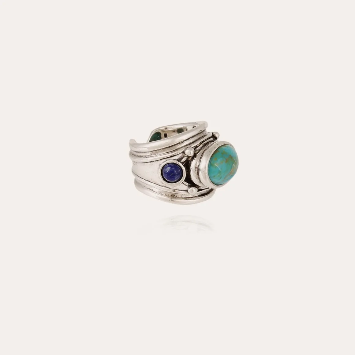 Bague Simone argentée - Turquoise & Lapis