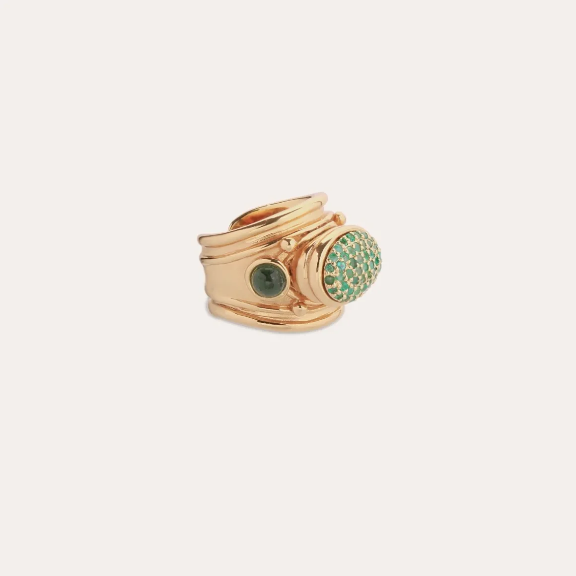 Bague Simone dorée - Émeraude - Capsule Les Précieux