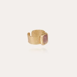 Bague Totem Pierre grand modèle dorée - Améthyste