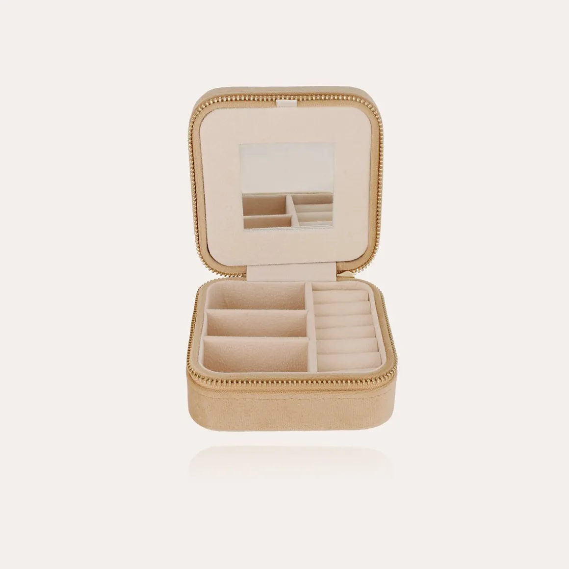 Boîte à bijoux velours petit modèle - Beige