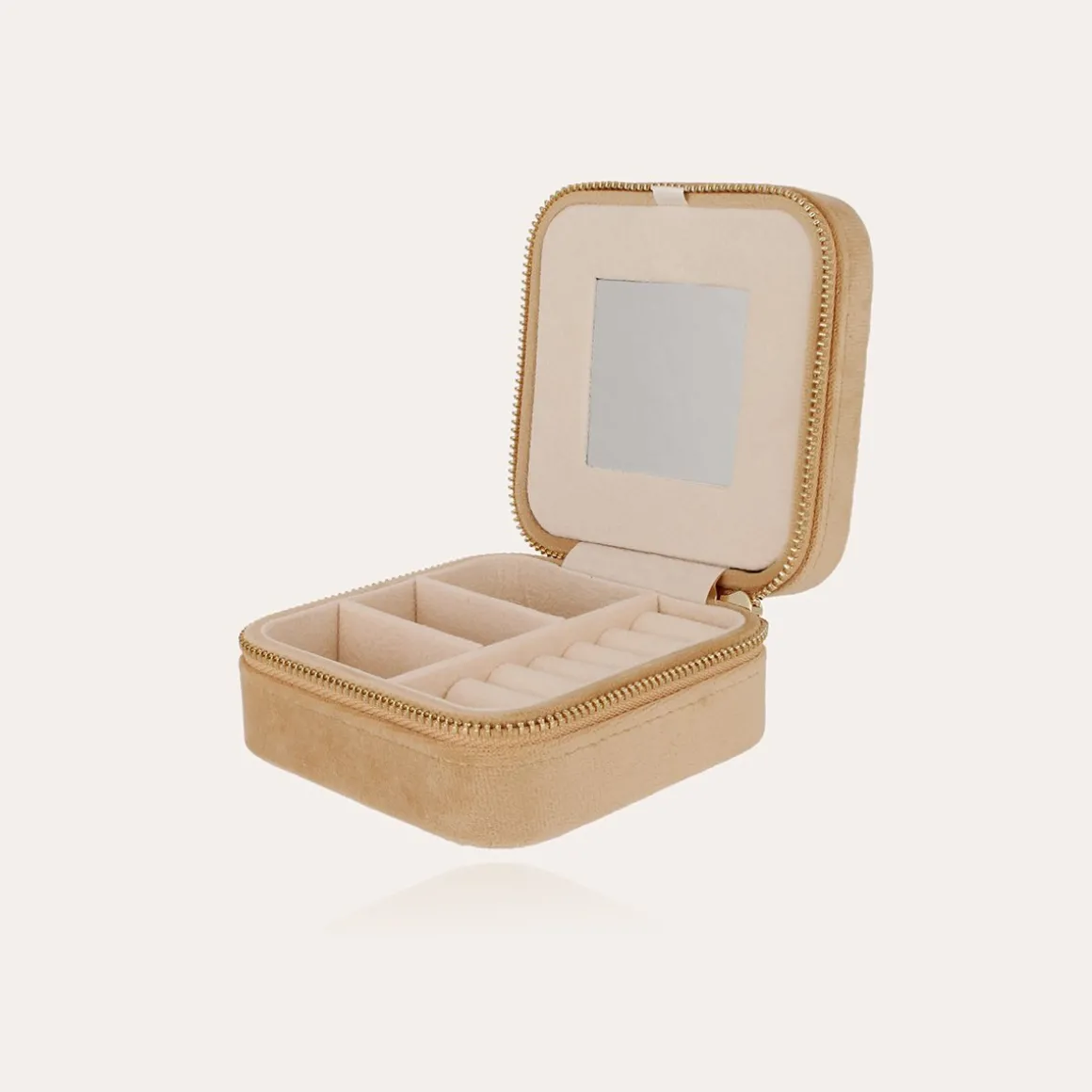 Boîte à bijoux velours petit modèle - Beige