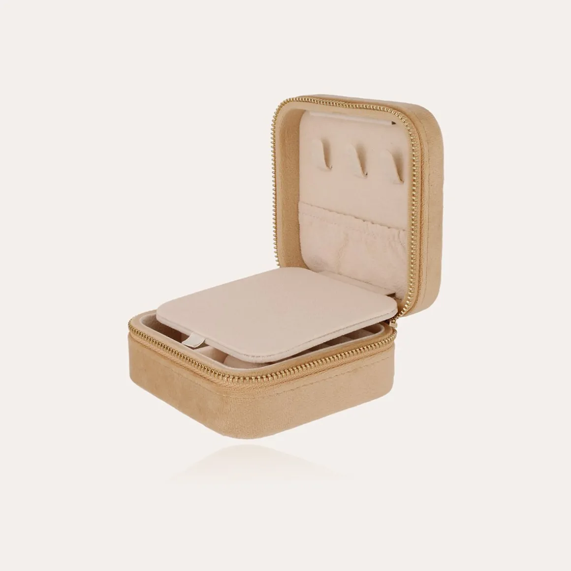 Boîte à bijoux velours petit modèle - Beige