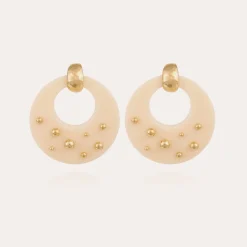 Boucles d'oreilles Cassiope acétate dorées - Ivoire