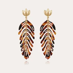 Boucles d'oreilles Cavallo acétate dorées - Écaille