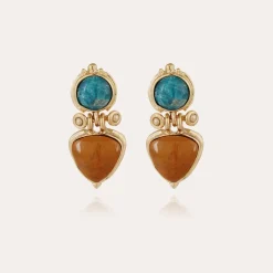 Boucles d'oreilles Colorado dorés - Apatite bleue