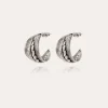 Boucles d'oreilles créoles Wave Epi argentées