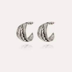 Boucles d'oreilles créoles Wave Epi argentées