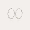 Boucles d'oreilles créoles Bolduc Flore gravées petit modèle argentées
