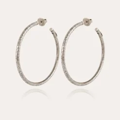 Boucles d'oreilles créoles Maori grand modèle argentées