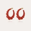 Boucles d'oreilles créoles Andy petit modèle acétate dorées - Rouge
