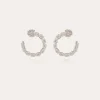 Boucles d'oreilles créoles Riviera petit modèle argentées - Zircone