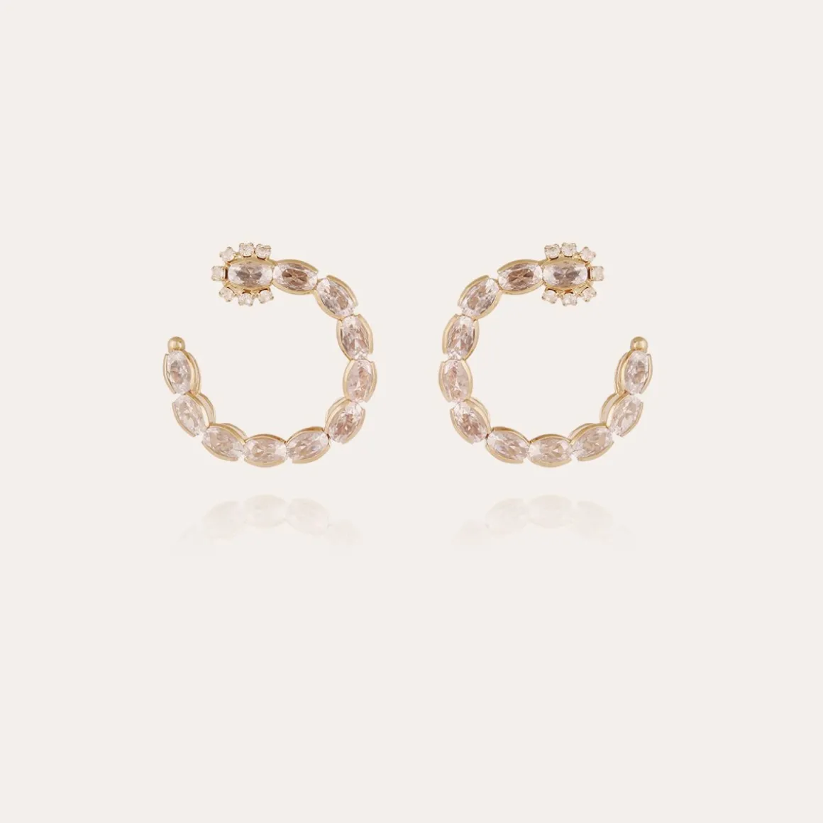 Boucles d'oreilles créoles Riviera petit modèle dorées - Zircone