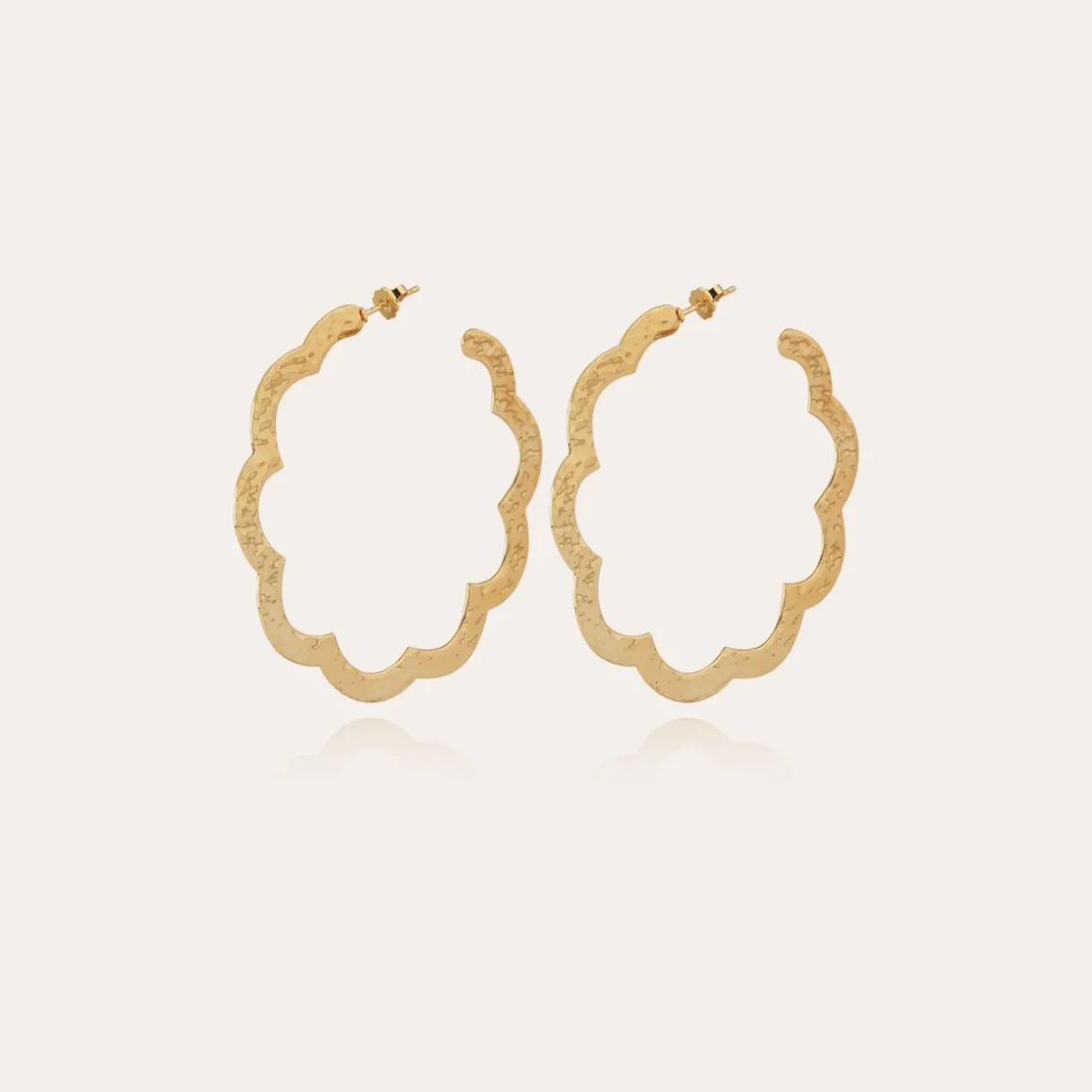 Boucles d'oreilles créoles Bolduc Flore petit modèle dorées