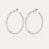Boucles d'oreilles créoles Bolduc grand modèle argentées