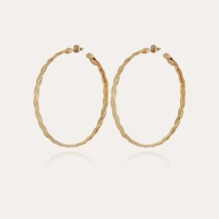Boucles d'oreilles créoles Tresse moyen modèle dorées
