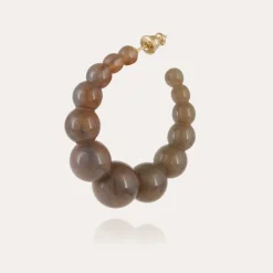 Boucles d'oreilles créoles Andy petit modèle acétate dorées - Gris