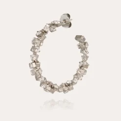 Boucles d'oreilles créoles Trevise finition rhodium