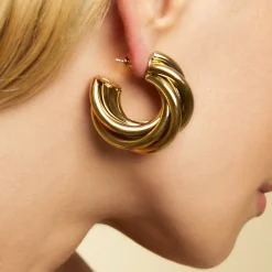 Boucles d'oreilles créoles Atik moyen modèle dorées