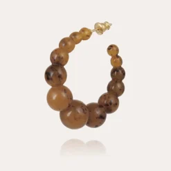 Boucles d'oreilles créoles Andy petit modèle dorées - Marron