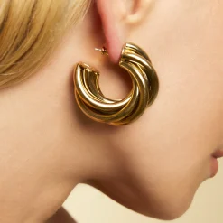 Boucles d'oreilles créoles Atik moyen modèle dorées