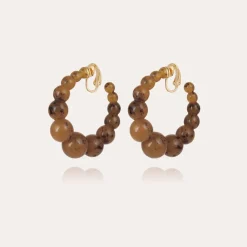 Boucles d'oreilles créoles Andy petit modèle dorées - Marron