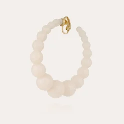 Boucles d'oreilles créoles Andy acétate dorées - Blanc