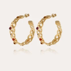 Boucles d'oreilles Césaria cabochons dorées