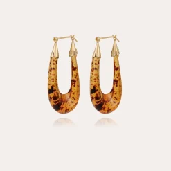 Boucles d'oreilles Écume acétate dorées - Écaille