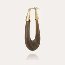 Boucles d'oreilles Écume acétate dorées - Gris