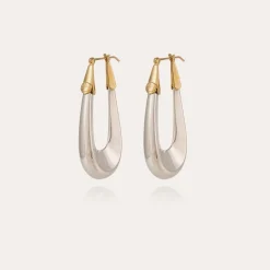 Boucles d'oreilles Écume grand modèle bicolore argentées