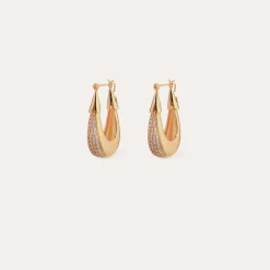 Boucles d'oreilles Écume petit modèle dorées - Zircone