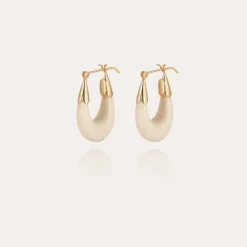 Boucles d'oreilles Écume petit modèle acétate dorées - Ivoire