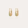 Boucles d'oreilles Écume petit modèle dorées - Émeraude - Capsule Les Précieux