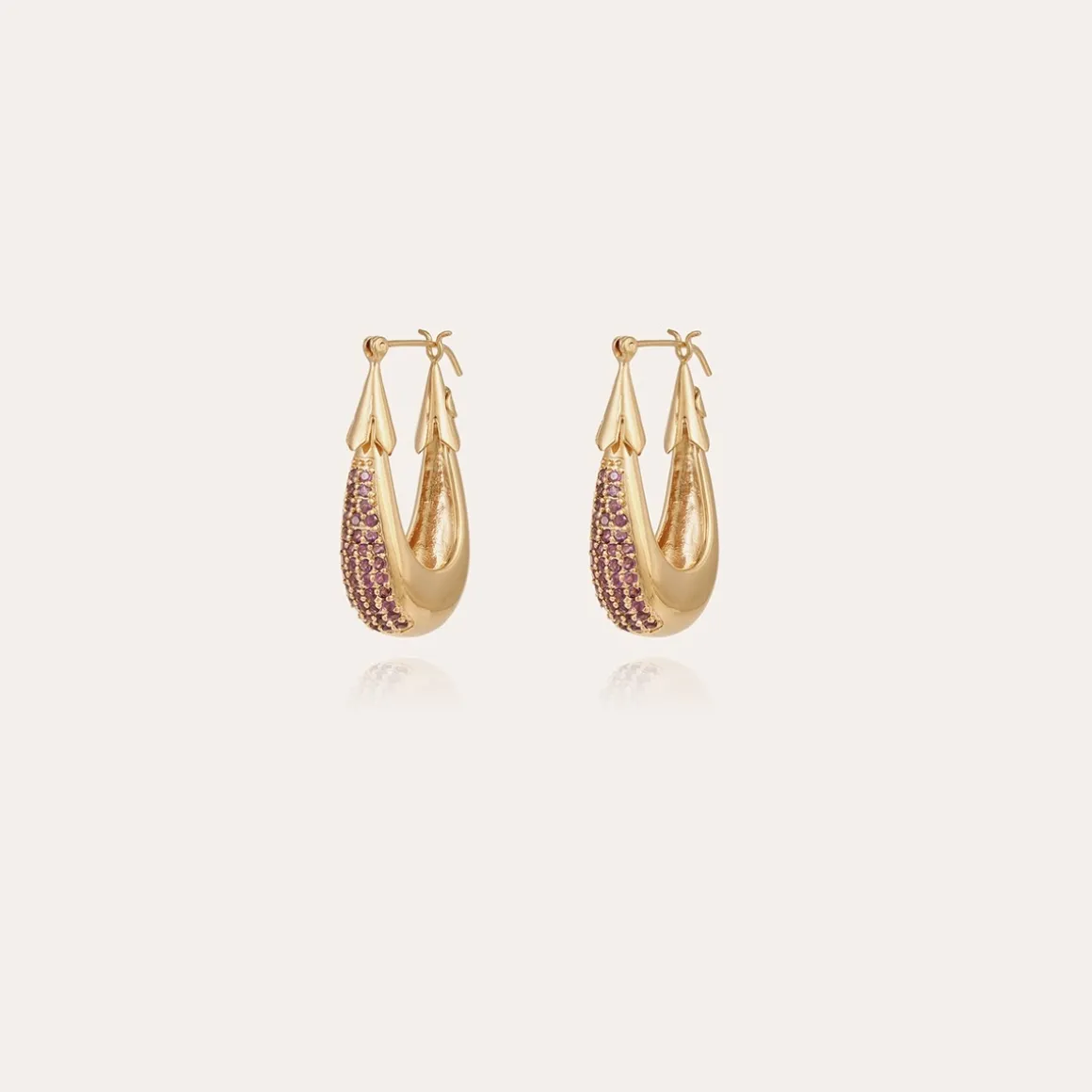 Boucles d'oreilles Écume petit modèle dorées - Améthyste - Capsule Les Précieux