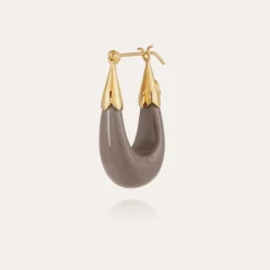 Boucles d'oreilles Écume petit modèle acétate dorées - Gris