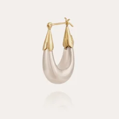 Boucles d'oreilles Écume petit modèle bicolore argentées