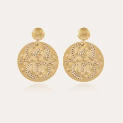 Boucles d'oreilles Diva strass grand modèle dorées