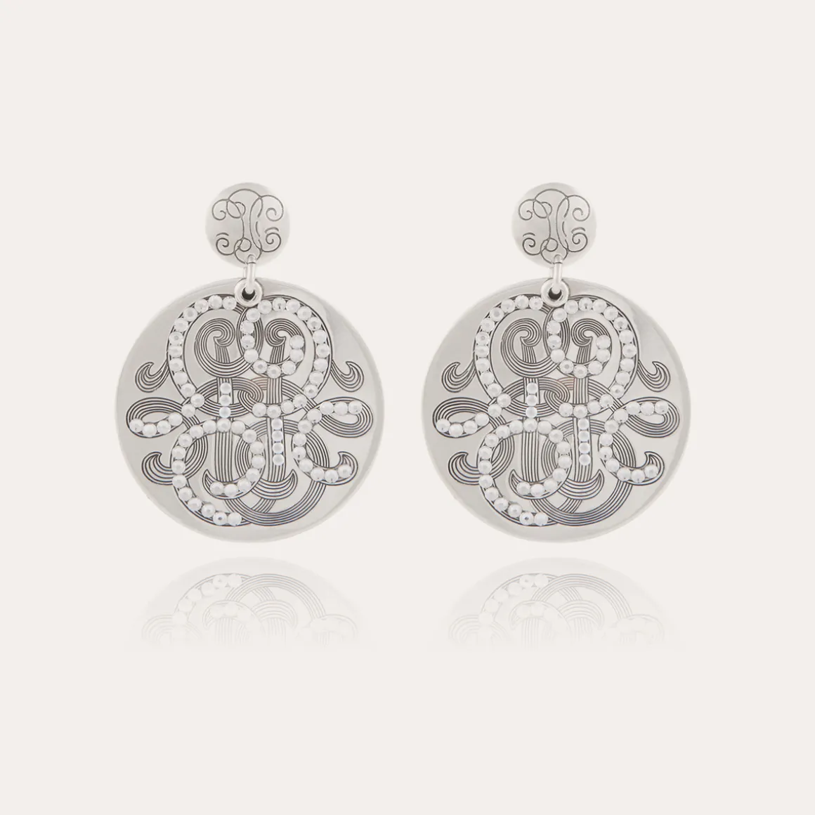 Boucles d'oreilles Diva strass grand modèle argentées