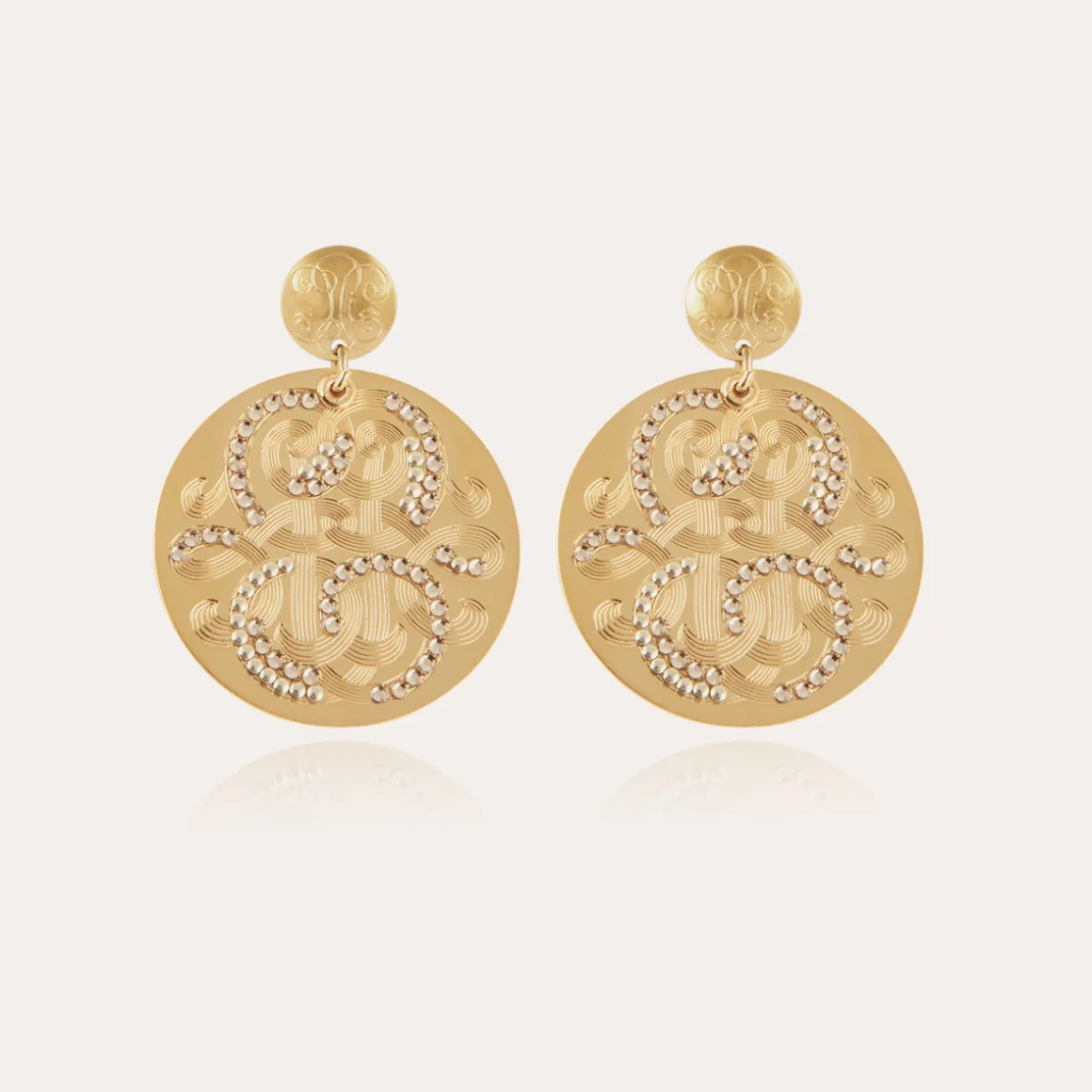 Boucles d'oreilles Diva strass grand modèle dorées