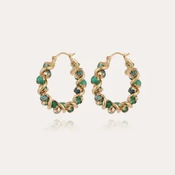 Boucles d'oreilles Eurydice petit modèle dorées - Aventurine & Turquoise