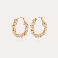 Boucles d'oreilles Eurydice petit modèle dorées - Pierre de lune
