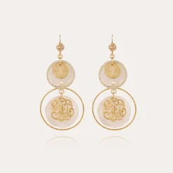 Boucles d'oreilles Idylle petit modèle dorées - Nacre blanche