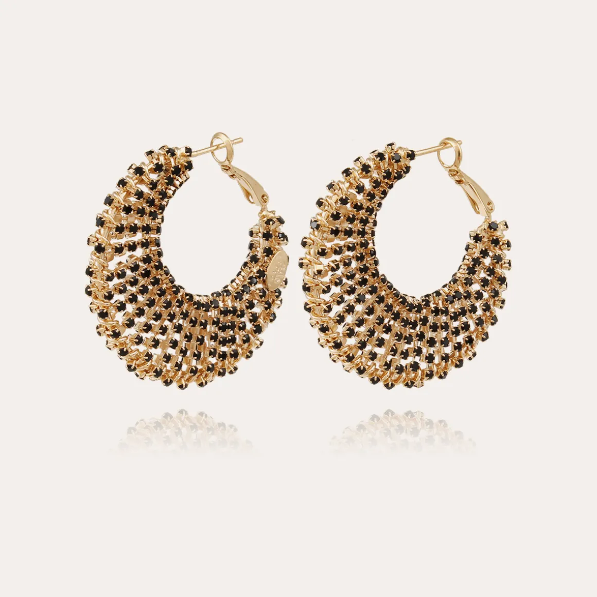 Boucles d'oreilles Izzia strass grand modèle dorées
